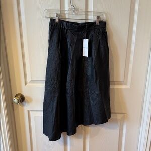 Zadig & Voltaire Black Joslin Cuir Textured Midi Skirt Sz 36.  NWT. Box37